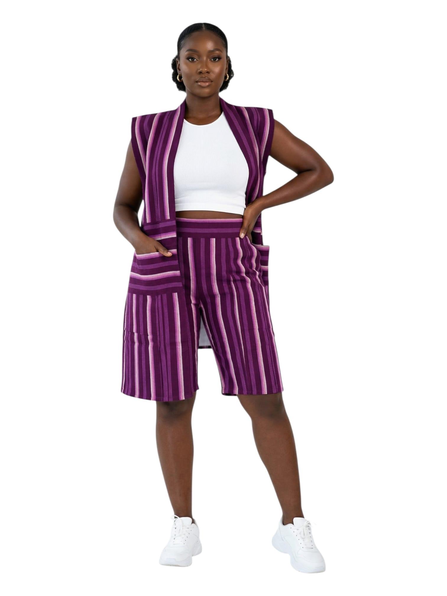 Amara Purple Stripe Short Set