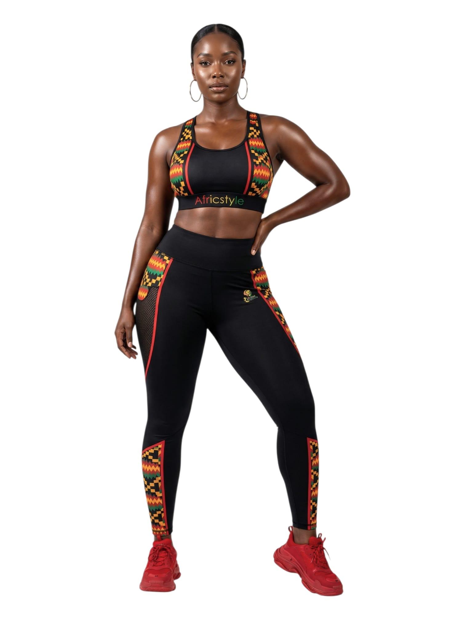 Kente Power Black Activewear Set